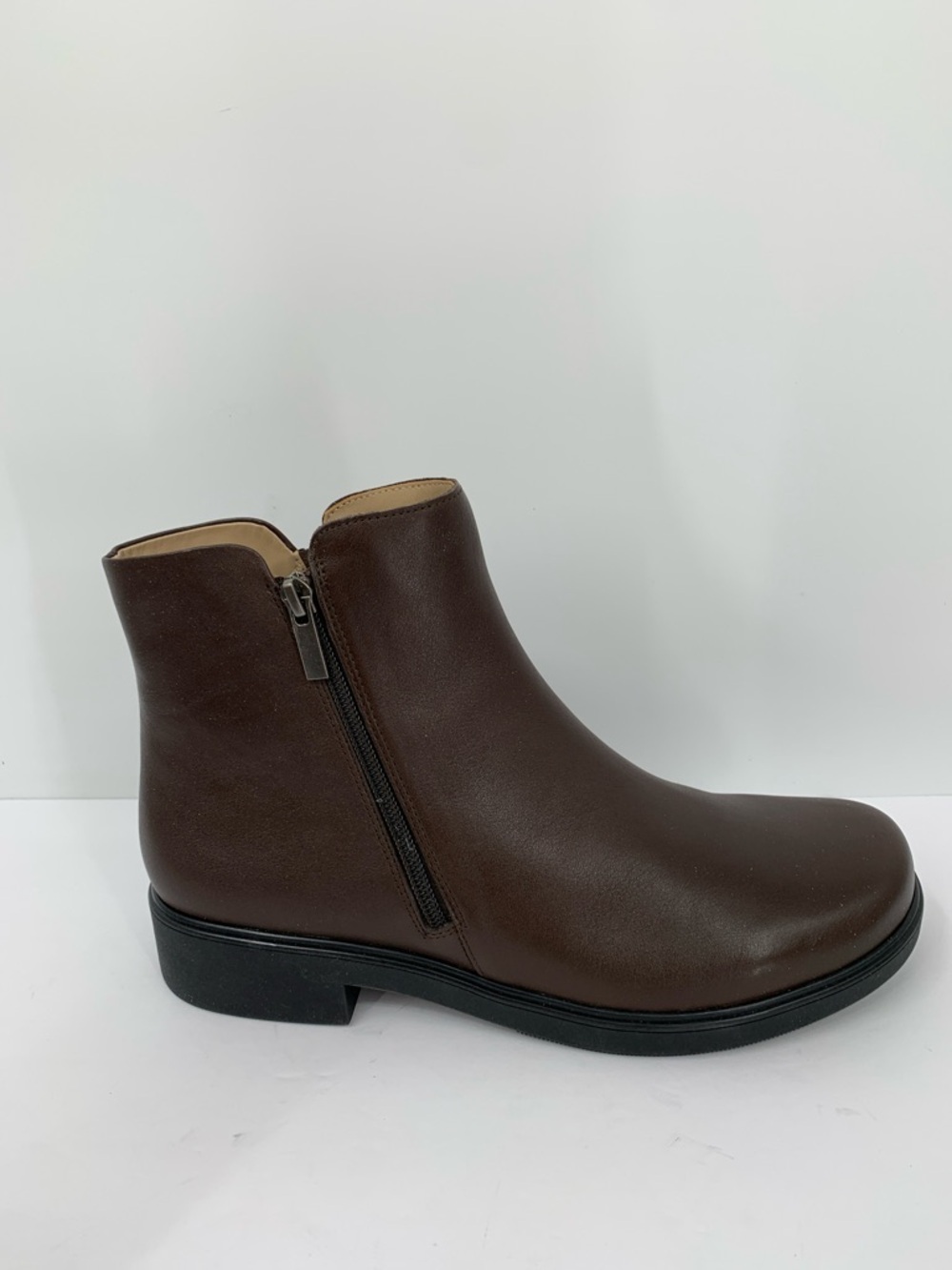 Abeo Compass zip ankle boot shoe brown leather comfort footbed women new 11